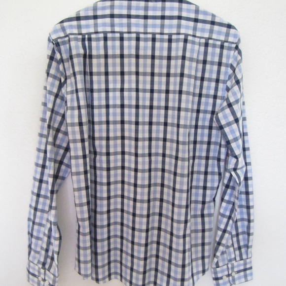 Bowery & Broome Long Sleeve Men’s Dress Shirt Medium Blue Check Button Down - Picture 4 of 5